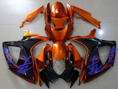 2006-2007 Orange Glossy Black Blue Suzuki GSXR 600 / GSXR 750 Motorcycle Fairings