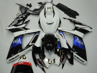 2006-2007 White Blue Glossy Black Viru Suzuki GSXR 600 / GSXR 750 Motorcycle Fairings