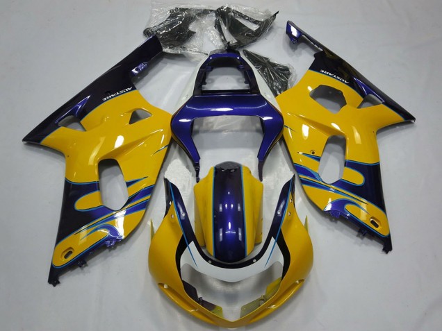 2001-2003 Yellow Blue Suzuki GSXR 600 / GSXR 750 Motorcycle Fairings
