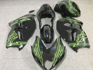 1997-2007 Glossy Black Green Lightning Suzuki GSXR 1300 Motorcycle Fairings
