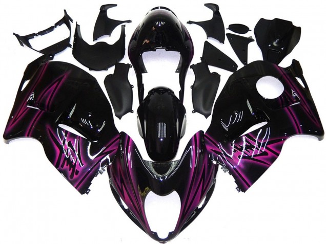 1997-2007 Glossy Black Purple Flame Suzuki GSXR 1300 Motorcycle Fairings