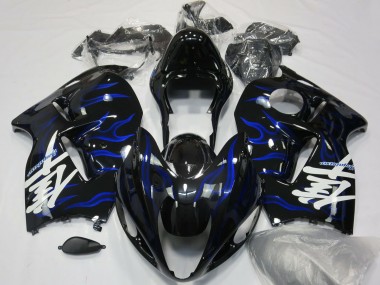 1997-2007 Glossy Black Blue Flame Suzuki GSXR 1300 Motorcycle Fairings
