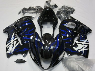 1997-2007 Glossy Black Blue Flame Suzuki GSXR 1300 Motorcycle Fairings