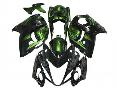 2008-2020 Glossy Black and Deep Green Suzuki GSXR 1300 Motorcycle Fairings