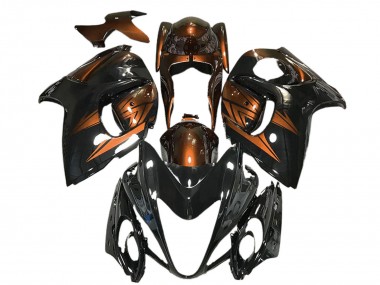 2008-2020 Glossy Black and Deep Orange Suzuki GSXR 1300 Motorcycle Fairings