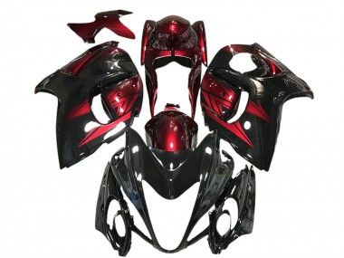 2008-2020 Glossy Black and Deep Red Suzuki GSXR 1300 Motorcycle Fairings