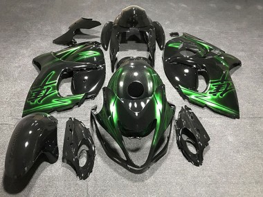 2008-2020 Glossy Black and Green Suzuki GSXR 1300 Motorcycle Fairings