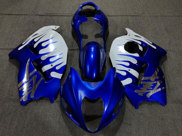 1997-2007 White Blue Flame Suzuki GSXR 1300 Motorcycle Fairings