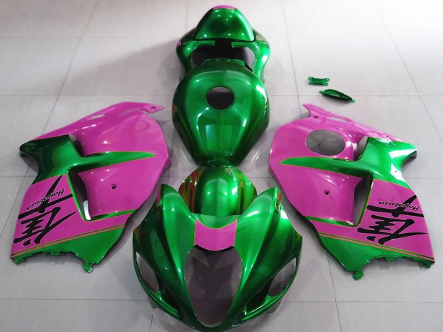 1997-2007 Glossy Green and Pink Suzuki GSXR 1300 Motorcycle Fairings