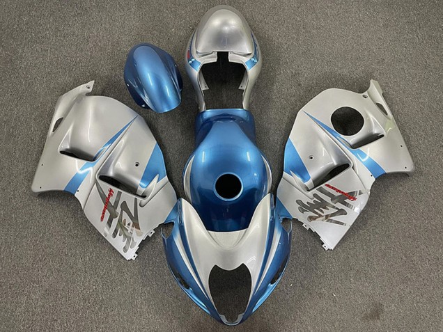 1997-2007 Glossy Light Blue and Silver Suzuki GSXR 1300 Motorcycle Fairings