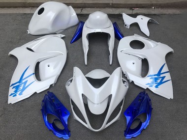 2008-2020 Glossy White Blue Suzuki GSXR 1300 Motorcycle Fairings