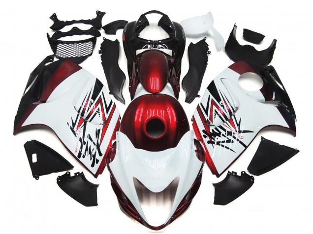2008-2020 Glossy White Deep Red Suzuki GSXR 1300 Motorcycle Fairings