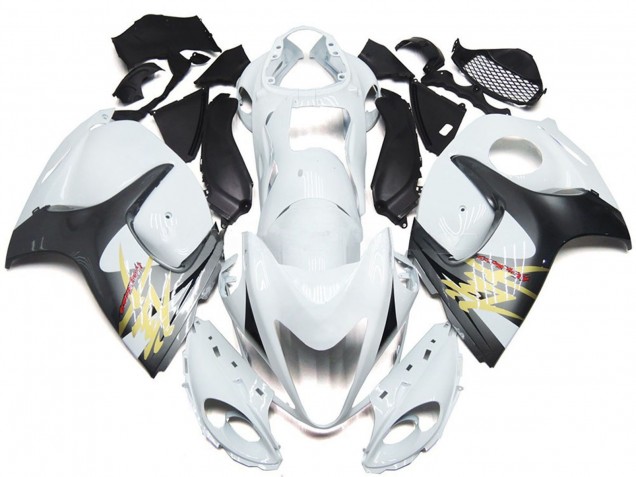 2008-2020 Glossy White with Silver Style Suzuki GSXR 1300 Motorcycle Fairings
