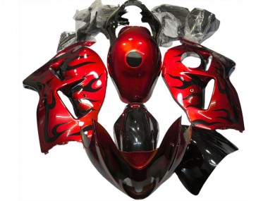 1997-2007 Red Black Flame Suzuki GSXR 1300 Motorcycle Fairings