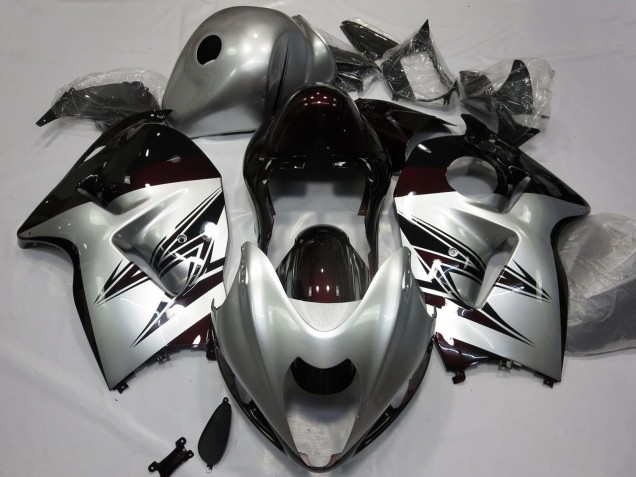 1997-2007 Silver Dark Red Suzuki GSXR 1300 Motorcycle Fairings