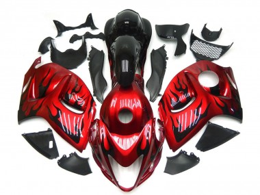 2008-2020 Red with Black Flame Suzuki GSXR 1300 Motorcycle Fairings