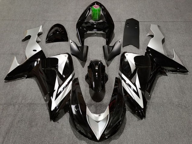 2006-2007 Glossy Black Silver Kawasaki ZX10R Motorcycle Fairings
