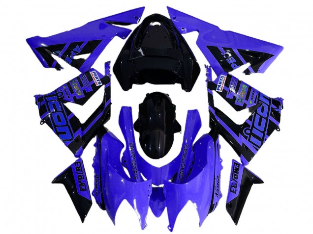 2004-2005 Blue and Black Logo Kawasaki ZX10R Motorcycle Fairings