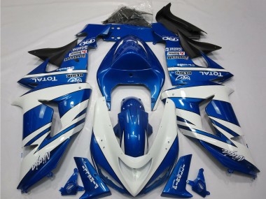 2006-2007 Blue White Black Kawasaki ZX10R Motorcycle Fairings