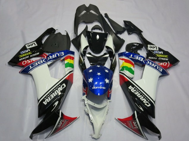 2008-2010 Glossy Black White Blue Red Eurobet Lee Carrera Star Kawasaki ZX10R Motorcycle Fairings