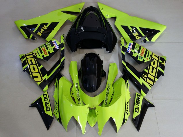 2004-2005 Custom High Viz Yellow Kawasaki ZX10R Motorcycle Fairings