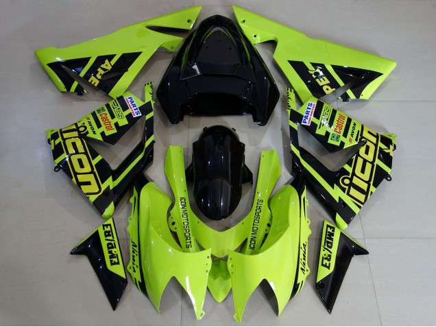 2004-2005 Custom High Viz Yellow Kawasaki ZX10R Motorcycle Fairings