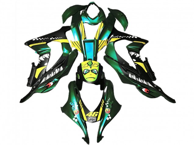 2016-2019 Forest Green Yellow Shark 46 Kawasaki ZX10R Motorcycle Fairings