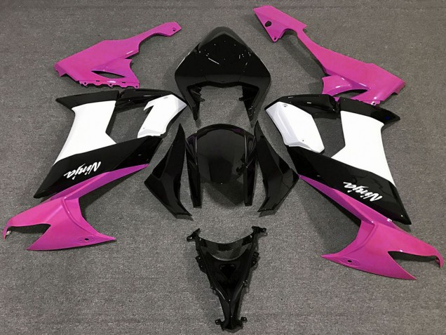 2008-2010 Glossy Pink Black and White Kawasaki ZX10R Motorcycle Fairings