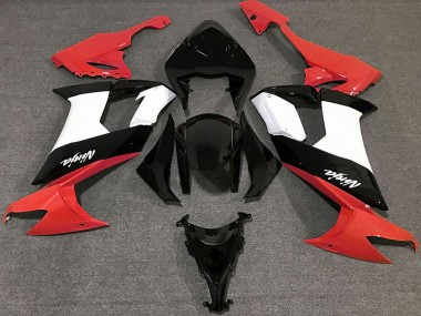 2008-2010 Glossy Red Black and White Kawasaki ZX10R Motorcycle Fairings