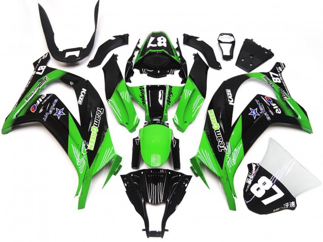 2016-2019 Green Glossy Black Team Green Star 87 Kawasaki ZX10R Motorcycle Fairings