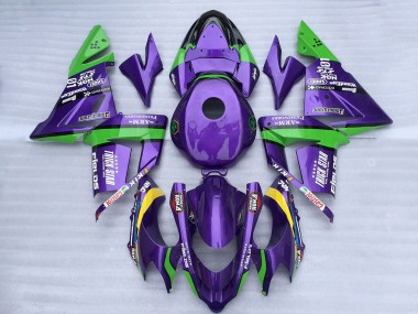 2004-2005 Green Purple Trick Star Kawasaki ZX10R Motorcycle Fairings
