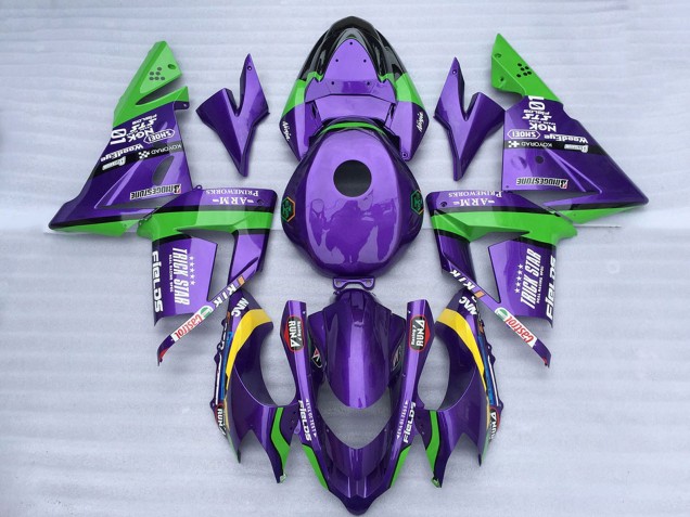 2004-2005 Green Purple Trick Star Kawasaki ZX10R Motorcycle Fairings