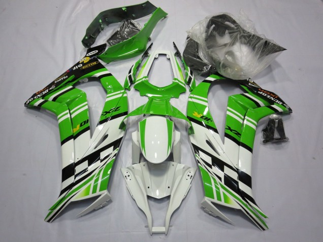 2011-2015 White Green Yellow Black Maxxis Dunlop Kawasaki ZX10R Motorcycle Fairing