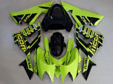 2004-2005 High Viz Yellow and Black Kawasaki ZX10R Motorcycle Fairings