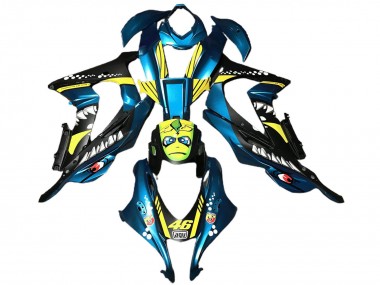 2016-2019 Light Blue Yellow Shark Kawasaki ZX10R Abs Motorcycle Fairings