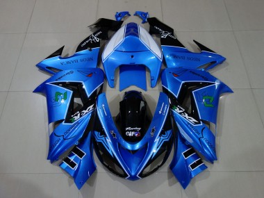 2006-2007 Liquid Blue Glossy Black Kawasaki ZX10R Motorcycle Fairings
