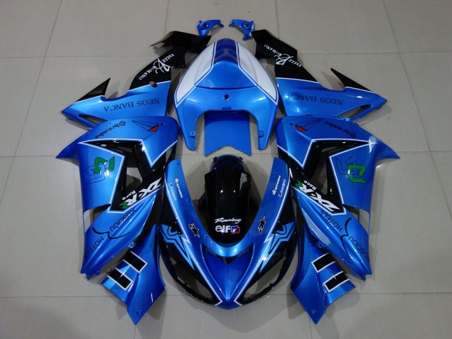 2006-2007 Liquid Blue Glossy Black Kawasaki ZX10R Motorcycle Fairings