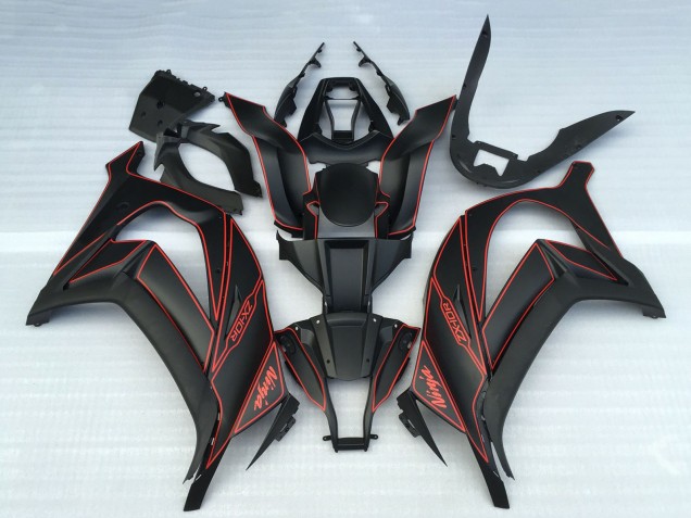 2011-2015 Matte Black Red Kawasaki ZX10R Motorcycle Fairings