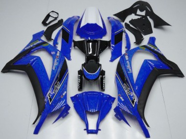 2011-2015 White Blue Glossy Black OEM Style Kawasaki ZX10R Motorcycle Fairings