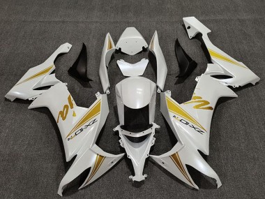 2008-2010 Pearl White Gold Kawasaki ZX10R Motorcycle Fairings