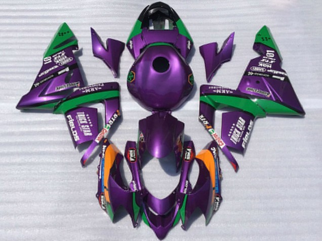 2004-2005 Purple and Green Trick Star Kawasaki ZX10R Motorcycle Fairings