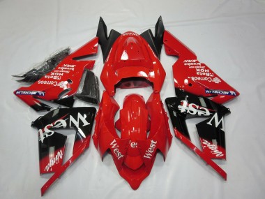 2004-2005 Red West Kawasaki ZX10R Motorcycle Fairings