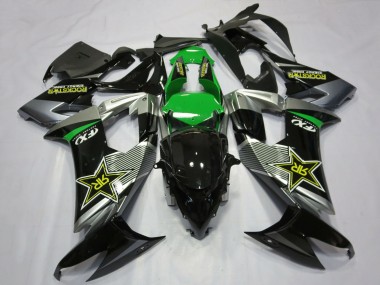 2008-2010 Grey Green Black Rockstar Kawasaki ZX10R Motorcycle Fairings