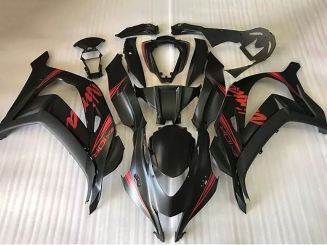 2016-2019 Matte Black Red Ninja Kawasaki ZX10R Motorcycle Fairings