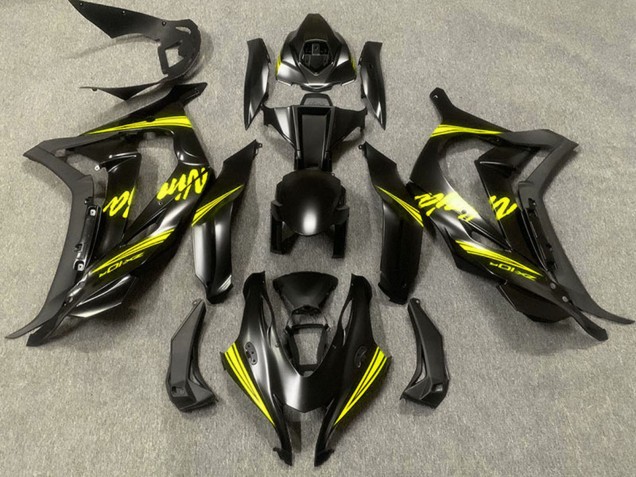 2016-2019 Matte Black Yellow Ninja Kawasaki ZX10R Motorcycle Fairings