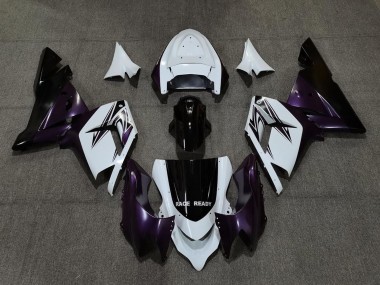 2004-2005 White Purple and Black Kawasaki ZX10R Motorcycle Fairings
