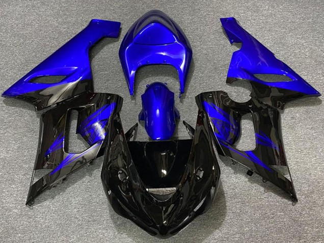 2005-2006 Blue Glossy Black Kawasaki ZX6R Motorcycle Fairings