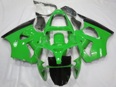 2000-2002 Green Glossy Black Kawasaki ZX6R Motorcycle Fairings