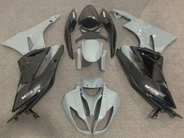 2009-2012 Grey Glossy Black Kawasaki ZX6R Motorcycle Fairings