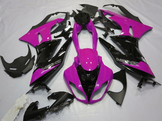 2009-2012 Pink Glossy Black Kawasaki ZX6R Motorcycle Fairings